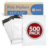 Reli. Poly Mailers 14.5x19 | 500 Pcs Bulk | Shipping Bags/Shipping Envelopes | White Packaging Bags for Shipping | Non-Padded Polymailers, Self Sealing Shipment Bags for Clothing, Bulk (White)
