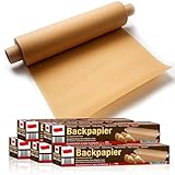 Suleno 5 x Backpapier Rolle, 38 cm x 100 m, Antihaftbeschichtet, Hitzebeständig bis 220 °C, Beidseitig Silikoniert, Naturbraun (500 m - 5 Rollen)