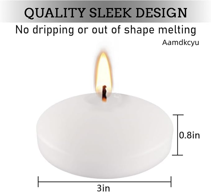 Image of 36 Packs 3-Inch unscented White Floating Candles - Ideal for Weddings, Pool Party, Holiday Centerpieces and Events - Odorless, Drip-Free, Long Lasting Burn Time
