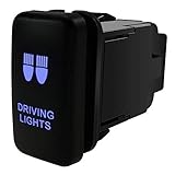 Iztor 12V ON/Off Laser Etched Push Button Switch with Green & Blue Twin LED Backlit for Toyota FJ Cruiser Highlander Tacoma Tundra 4Runner Prado Landcruiser Hilux -Driving LIGHTBAR