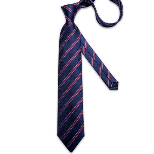 Image of DiBanGu Extra Long Tie for Men 63 inch XL Silk Necktie Set | Pocket Square and Cufflinks, Big and Tall, Jacquard Woven, Gift Box, Paisley /Plaid /Solid /Striped, for Weddinng Party Business