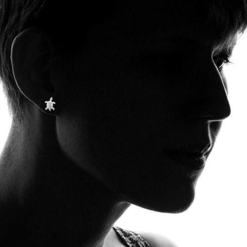 Solid 925 Sterling Silver Polished Sea Turtle Stud Earrings for Women | 12.5mm Gold Plated Hypoallergenic Studs3