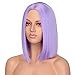 ENTRANCED STYLES Purple Wig Straight Bob Hair 12 Inch Synthetic Lavender Wigs for Women Colorful Cosplay High Temperature Heat Resistant Wig