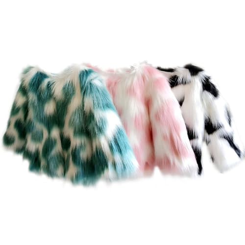 Toddler Girls Faux Fur Jacket Long Sleeve Furry Color Block Coat Kids Windproof Warm Sweater for Festive Party2