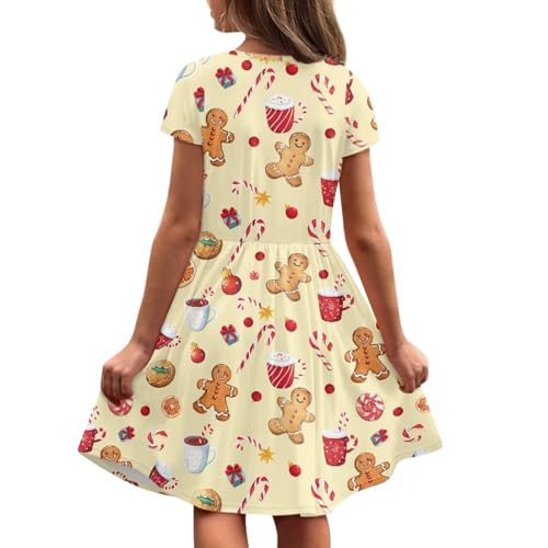 Image of Short Sleeve Dress for Girls with Pockets Cute Toddler Girl Clothes Summer 2-12