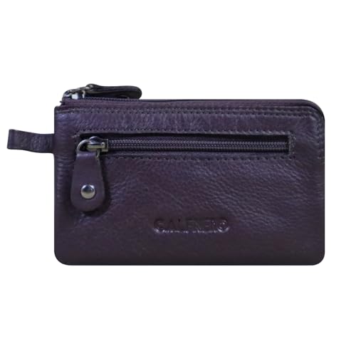 Image of CALFNERO Genuine Leather Key Case & Coin Pouch for Men & Women | Dual Zipper Key Holder with Built in Key Rings | Compact Coin Wallet & Everyday Carry Organizer