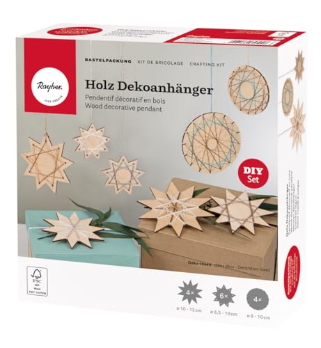 Rayher craft supplies, natural, ø 6,5-12cm, Metallic Garn, Box 14Stück