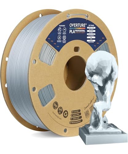 Image of OVERTURE PLA Plus (PLA+) Filament 1.75mm, Stronger & More Durable, Professional Toughness 3D Printer Filament 1kg (2.2lbs), High Precision + /- 0.02mm, Tangle-Free (Silver Metal)