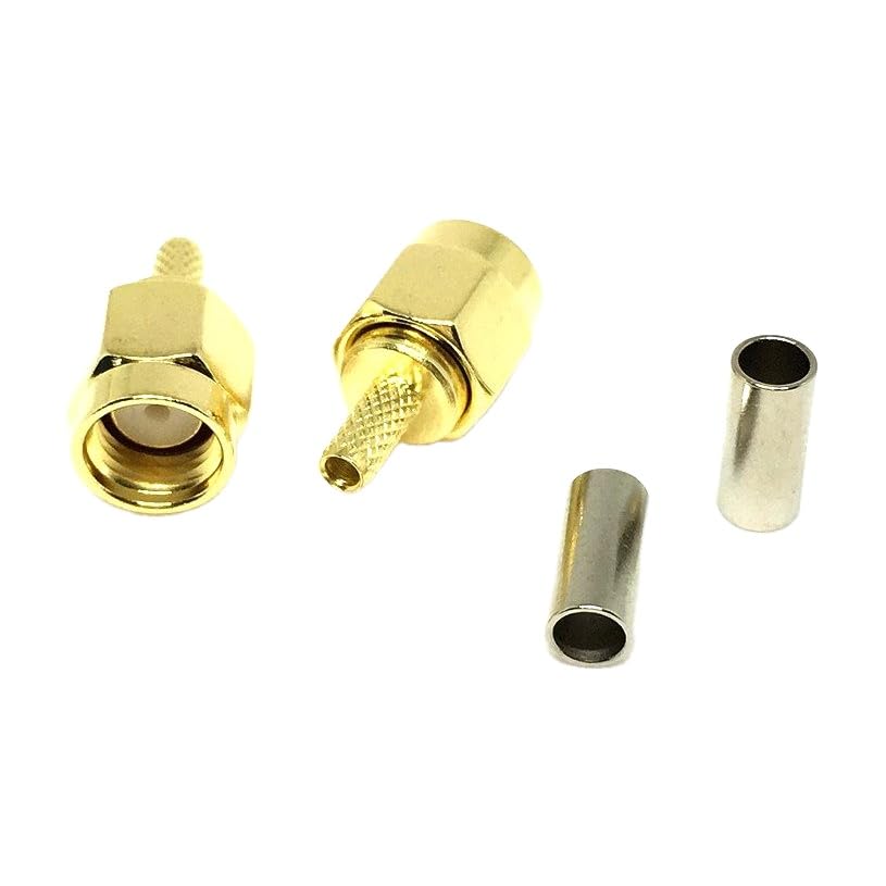 100 szt. mosiężna wtyczka męska RP SMA RP-SMA Jack Crimp do RG174 RG316 LMR100 kabel RF proste złote złącze