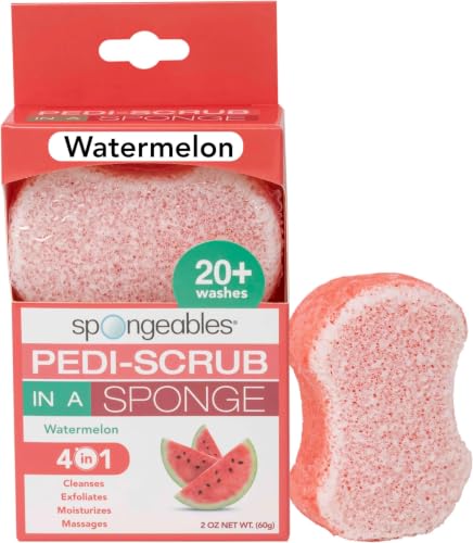 Image of Spongables Pedi Scrub Foot Exfoliating 20+ Wash Sponge, Watermelon, 1 Count (Pack of 6)