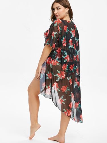 ROSE GAL Rosegal Plus Size Women 3 Piece Tankini Swimsuit Floral Print Underwire Push Up High Waisted Ruched Bathing Suit3