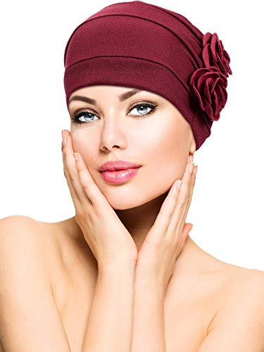6 Pieces Women Turban Flower Caps Vintage Beanie Headscarf Elastic Headwrap Hat #TOP1