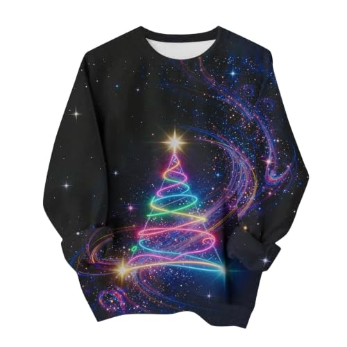 Aymnlox Christmas Sweatshirt Womens Fleece Graphic Holiday Pullover Crewneck Long Sleeve Cozy Winter Shirt Casual Party Top 2026 women christmas shirts long sleeve Multicolor S - image 6