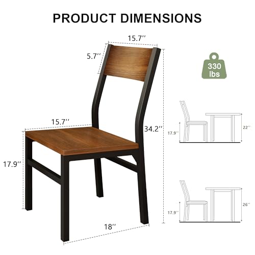Image of Feonase Dining Chairs Set of 6, Modern Kitchen Chairs with Ergonomic Backrest, MDF Board and Metal Legs, Dinner Chairs for Dining Room, Kitchen and Living Room, Walnut