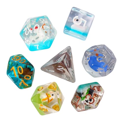 Image of Cusdie 7-Die DND Dice, Polyhedral Dice Set Filled with Animal, for Role Playing Game Dungeons and Dragons D&D Dice(Random Animal)