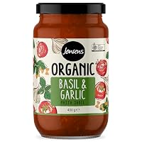 Jensens Organic Basil & Garlic Pasta Sauce – 400g | Mediterranean-Style Tomato Sauce | Certified Organic (ACO), Preservative-Free