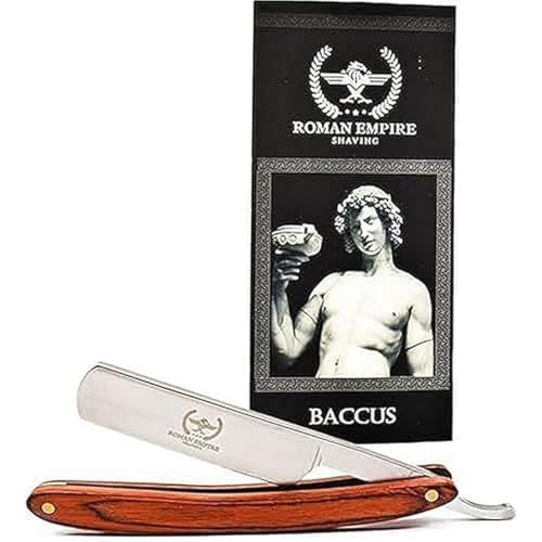 Razor Blades Club Maquinilla de afeitar Roman Empire Baccus Straight Razor | Maquinilla de afeitar profesional para barba, bigote y contornos Plata 1 Unidad (1 Paquete)