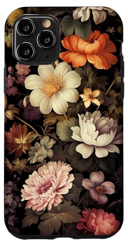 iPhone 11 Pro Vintage Dark Flower Pattern Moody Floral Case
