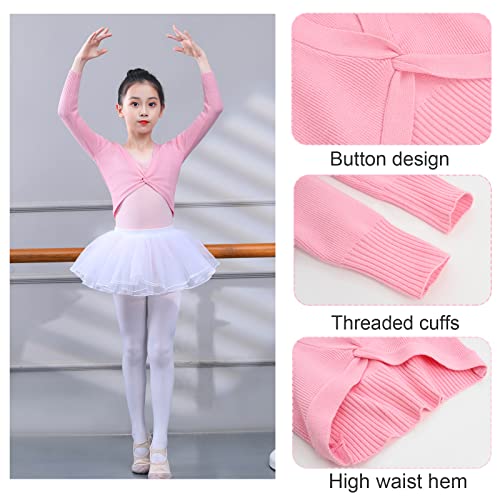 SEAUR Blusas de balé de manga comprida para meninas suéter de malha de dança macio wrap balé suéter