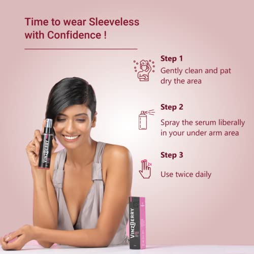 Image of VinzBerry Underarms Lightening Serum with Vitamin C and Deobiome Noni | Brightening Serum Spray for Dark Spot Removal and Skin Lightening | Body Self Care Product for Women & Men - 100ml (Pack of 1)