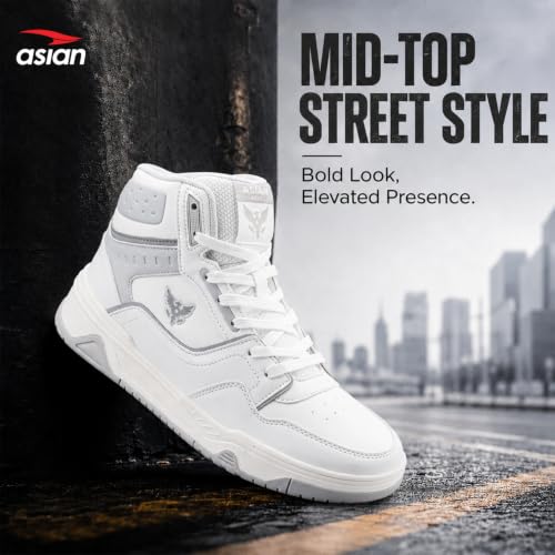 Image of ASIAN Mojo-54 Men's High-Top Sneakers | Stylish High Neck Casual Shoes with Cushioned Comfort, Durable Build & Grip Sole