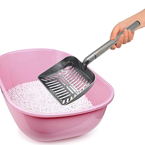 Image of TOYPOPOR Stainless Steel Cat Litter Scoop 23 inches Telescoping Litter Scoop with Long Handle Perfect Scooper for Cats and Dogs