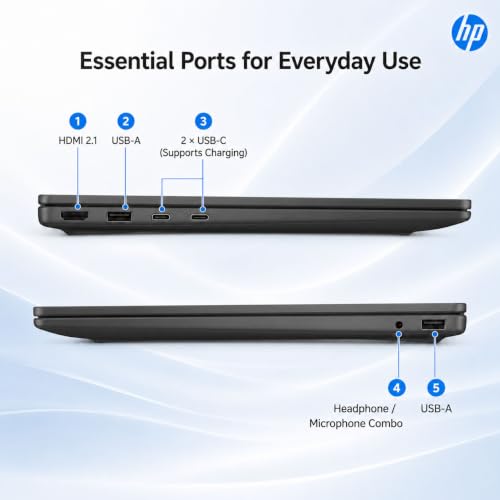 Image of HP OmniBook 3 16 AI Laptop, Intel Core Ultra 5 225U, 16 inch 2K WUXGA IPS Touchscreen, 32GB RAM, 1TB PCIe SSD, Wi-Fi 7, 1080p FHD Camera, Numeric Keypad, Privacy Shutter, Windows 11 Home