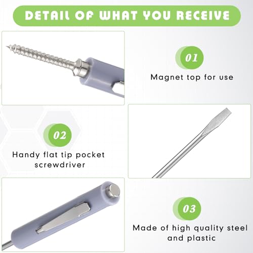 Image of Minatee 30 Pcs Pocket Screwdriver Mini Tops and Pocket Clips Magnetic Slotted Screwdriver with Magnet Small Slotted Screw Driver for Mechanical Electrician Technician Repair Tool(Gray)