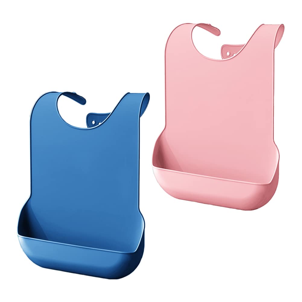 FLAA Bavaglini per Anziani in Silicone per Adulti Tasche di Riso Pasti Mangiare Stoffa-H