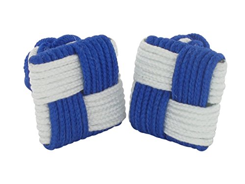 TEROON seta gemelli nodo bianco blu