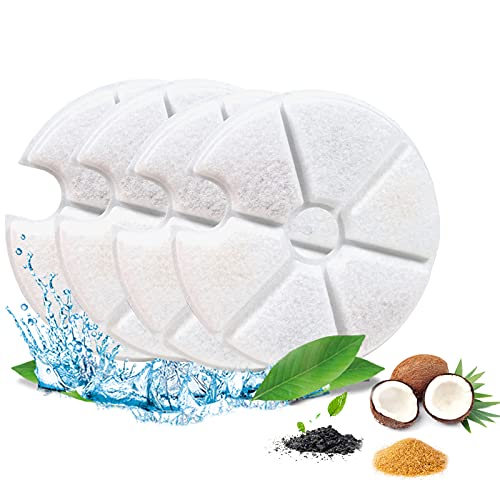 Pack of 4 Pet Water Fountain Filters Replacement Filters 1.4 L Cat Fountain Filters for Dogs Cats