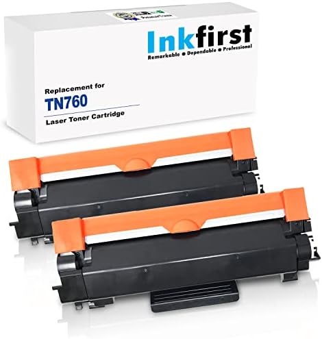 (CHIP Included) 2 High Yield Inkfirst Toner Cartridges TN-760 TN760 Compatible Remanufactured for Brother TN-760 MFC-L2710DW MFC-L2730DW MFC-L2750DW MFC-L2750DWXL DCP-L2550DW HL-L2350DW HL-L2370DW