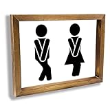 Maoerzai Toilet Sign,Farmhouse Half Bath Signs Wall Decor,Cute Gender Bathroom Decor Wall Art,Rustic Home Decor with Funny Quotes. (8 X 6 inch, White-Bathroom-1)