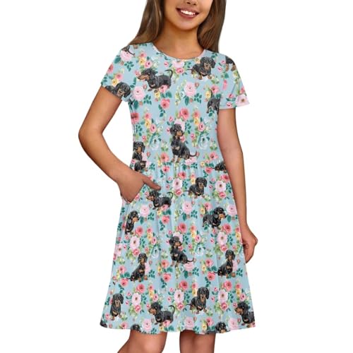 Casual Short Sleeve Dresses for Teen Girls Cute Skater Dresses Summer Outfits for 3-14 Years Old4