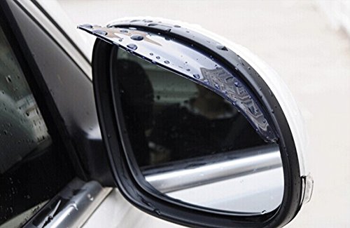 C&C Car Worx Set Of 2 Tape-On Universal Clear Acrylic Side Mirror Rain Visor Weather Guards To Fit Any Vehicle With Approx. 7" Side Mirror #TOP10