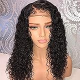 LIAZAHAIR Short Deep Curly Human Hair Lace Front Wigs With Baby Hair Pre-Plucked Natural Hairline Brazilian Virgin Hair Bob Wig For Ladies (14 inches)