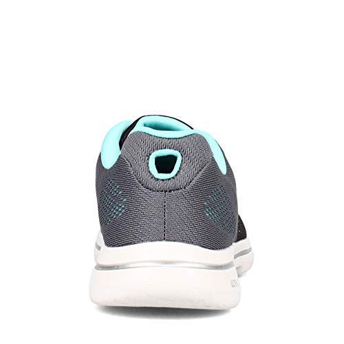 Skechers Women's Go Walk 5-Alive Sneaker, Black/Aqua, 7.5 M US