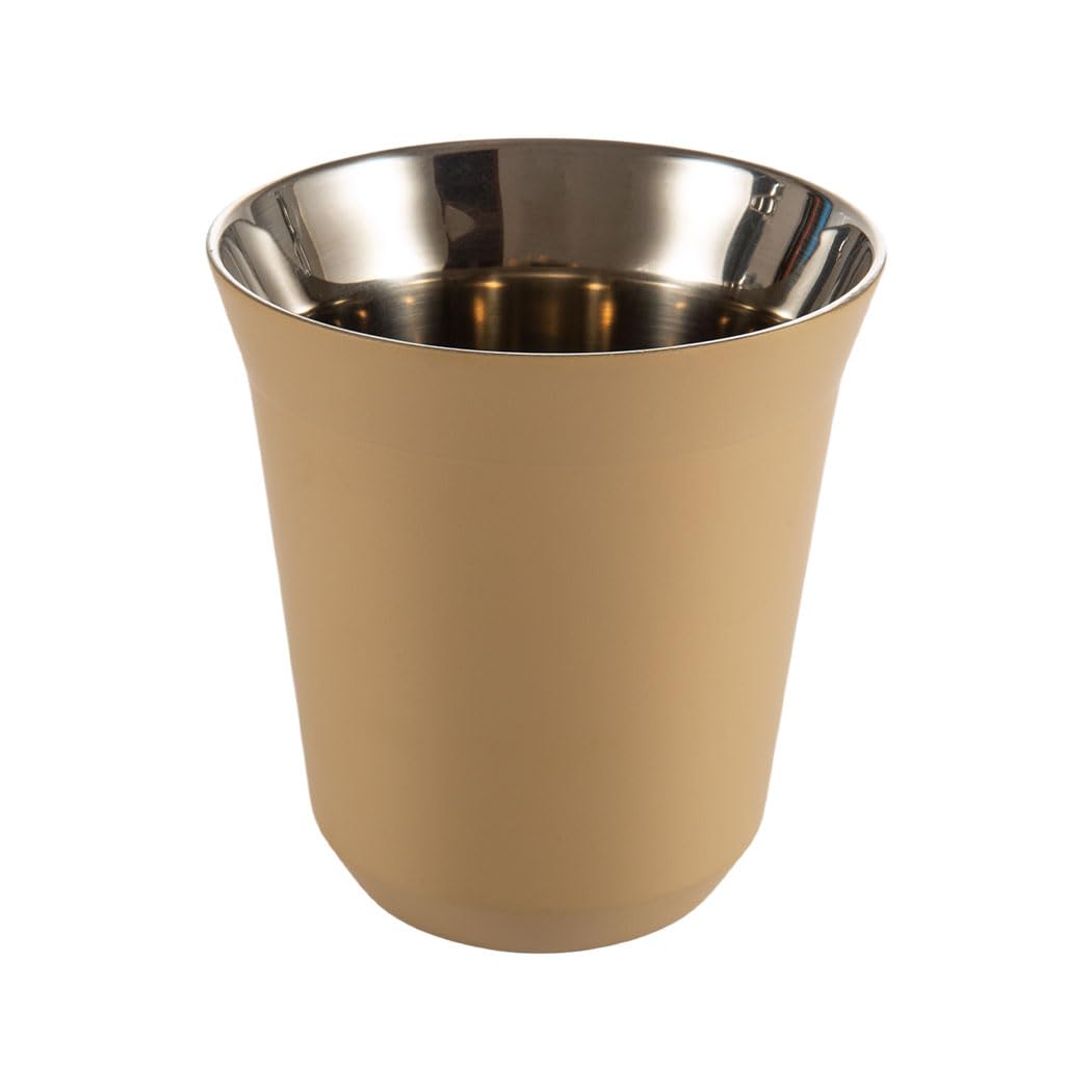 Dianoo 80ml Stainless Steel Espresso Cup, Small Metel Insulated Cup, Double Wall Thermally Insulated Drinking Cups, Capsule Coffee Mug, Beige