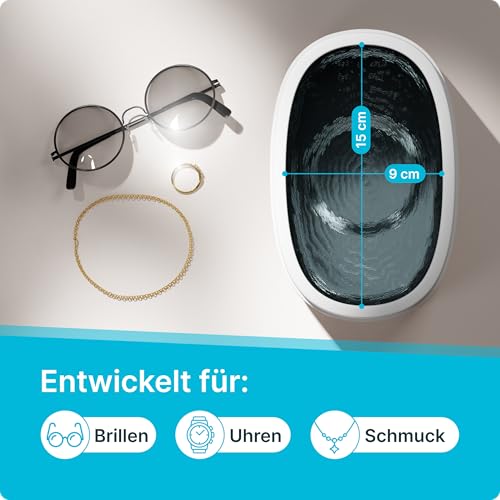 KLARBERG® Ultraschallreinigungsgerät Brille, Schmuck uvm. I Ultraschallreiniger I Ultraschallbad für eine Tiefenreinigung I ultrasonic cleaner, Brillenreinigungsgerät (600ml)