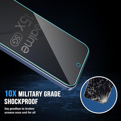 Image of FIRST MART Militry-Grade Privacy Screen Protector for Realme 15x, Realme C85 and Narzo 90x - Anti-Spy Edge to Edge Coverage I Case Friendly, 9H Hardness, Bubble-Free | Anti-Peeping, 2 Pack