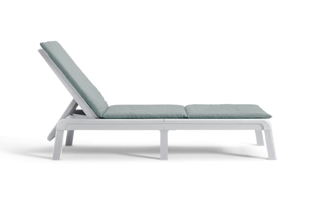 Keter Mallorca Sonnenliege/Gartenliege – weiß – inkl. grünem Kissen – 4-Fach verstellbar – 187,5×58×29 cm – wetterbeständig & klappbar