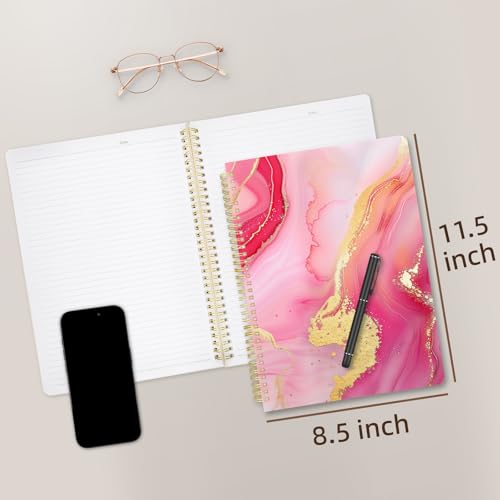 Image of Cute Spiral Notebook 8.5 x 11 lined Journal A4 with Pocket, Marble | 70 page, Note Book with Pocket, Large, Big, Hard Cover, Aesthetic, Pretty Design, for Women, Girls, Kawaii