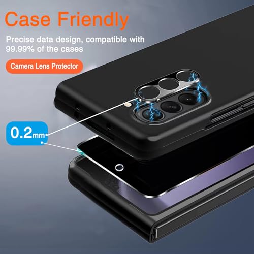 Ferilinso 2 Pack Privacy Screen Protector for Samsung Galaxy Z Fold 6 [Phone Case Friendly], Inside Anti-Spy Film with 2 Pack Front Tempered Glass + Camera Lens Protector Accessories