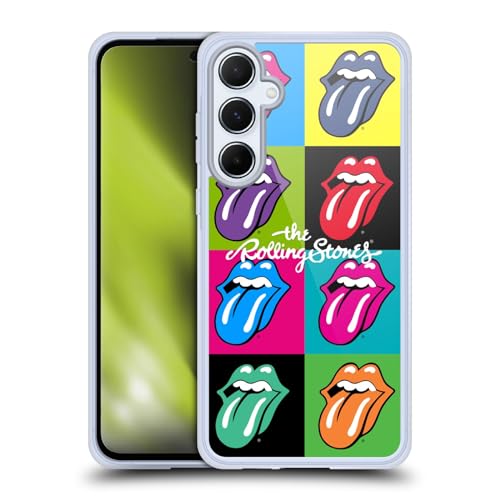 Licenza Ufficiale The Rolling Stones Pop Art 1 Lingua Collezione Custodia Protezione di Grado Militare Compatibile con Samsung Galaxy A55 5G gel