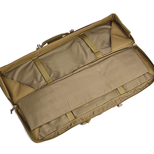 Double Long Rifle Gun Case Bag Tactical Rifle Backpack Pistol Soft Firearm Transportation Carbine Case - Lockable Compartment 36\" Brown