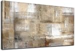 Vintage Canvas estampes Wall Art Brown White Grey Abstract Canvas Wall Art pour Salon Chambre à coucher Mur Décor Rustique abstrait Toile Artwork Retro Farmhouse Canvas Pictures Maison Décoration 50X100 CM
