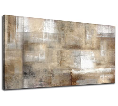Vintage Canvas Prints Wall Art Brown White Grey Abstract Canvas Wall Art for Living Room Bedroom Wall Decor Rustic Abstract Canvas Artwork Retro Farmhouse Canvas Pictures Home Decoration 30" X 60"