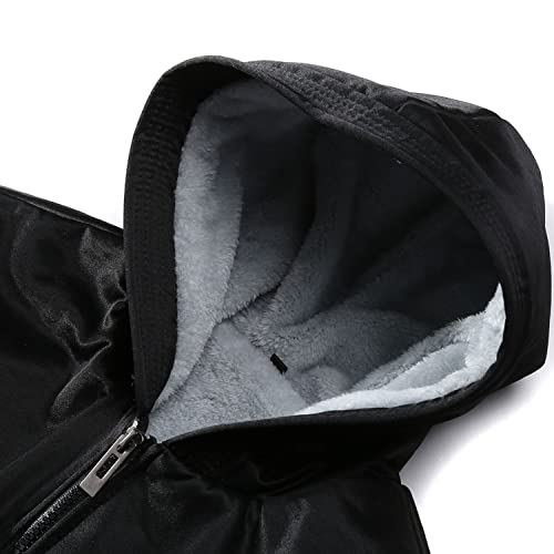 Jinda Men's Long Sleeve Sweatshirt Winter Soft Fleece Lined Full Zip Fashion Warm Plush Slim Fit Hooded Sweatshirt Black 42 #TOP2