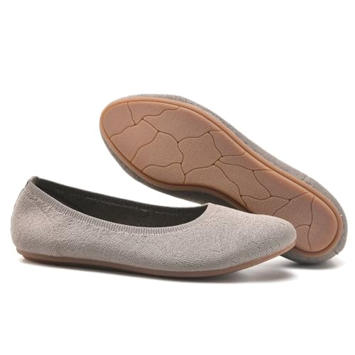 Image of Puxowe Women's Ballet Flats Breathable Knit Slip On Comfortable Round Toe Walking Shoes with Arch Support Insole for Work