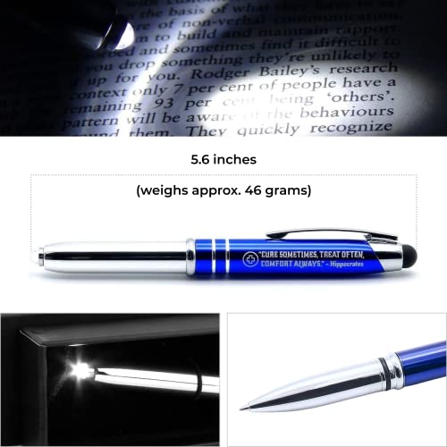 Medical Gift Pen With Inspirational Quote - "Cure Sometimes, Treat Often, Comfort Always. - Hippocrates" - Engraved Pen With Light And Stylus - Gifts For Doctors Nurses Medical Assistants #TOP3